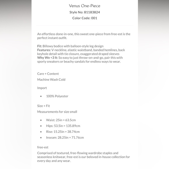 Free People Venus One-Piece, Size Small - Picture 5 of 8